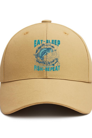 Eat Sleep Fish Repeat Fishing Cotton Baseball Hat