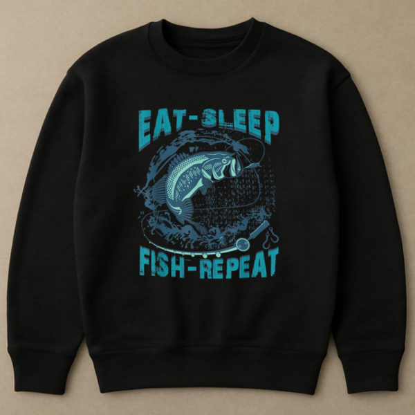 Eat Sleep Fish Repeat Fishing Sweatshirt - Image 4