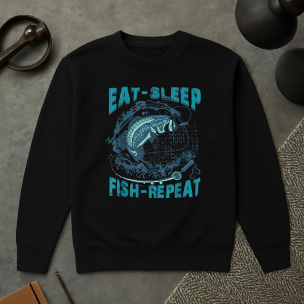 Eat Sleep Fish Repeat Fishing Sweatshirt - Image 2