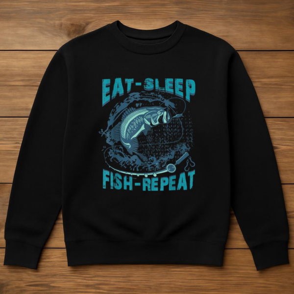 Eat Sleep Fish Repeat Fishing Sweatshirt - Image 3