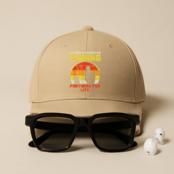 Father Daughter Fishing Partner For Life Retro Cotton Baseball Hat - Image 4