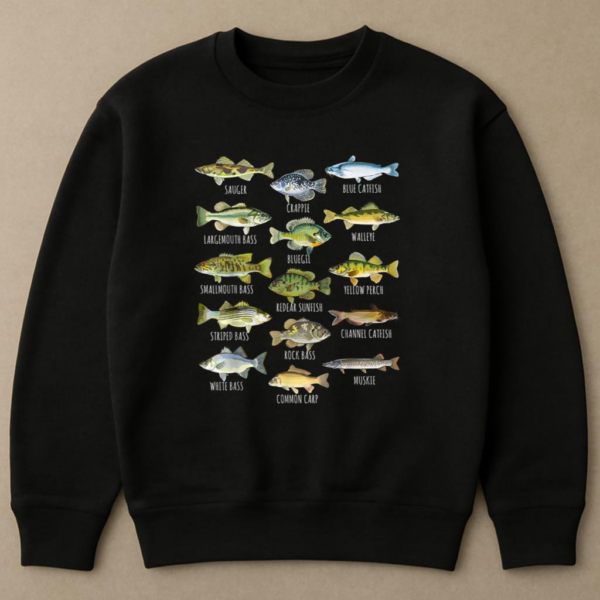 Fish Species Biology Types Of Freshwater Fishing Sweatshirt - Image 4
