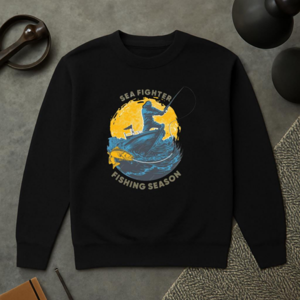 Fisherman Peaceful Artistic Fishing Sweatshirt - Image 2