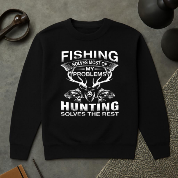 Fishing And Hunting Solves The Rest Sweatshirt - Image 2