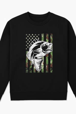 Fishing Camouflage USA Flag Bass Sweatshirt