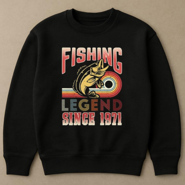 fishing legend since vintage Sweatshirt - Image 4