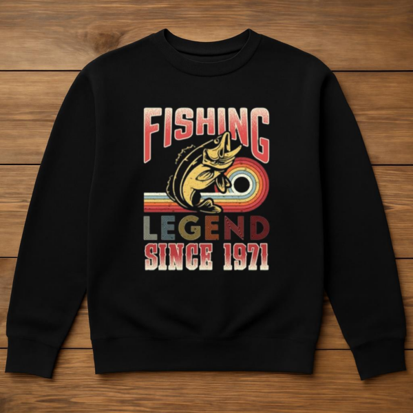 fishing legend since vintage Sweatshirt - Image 3