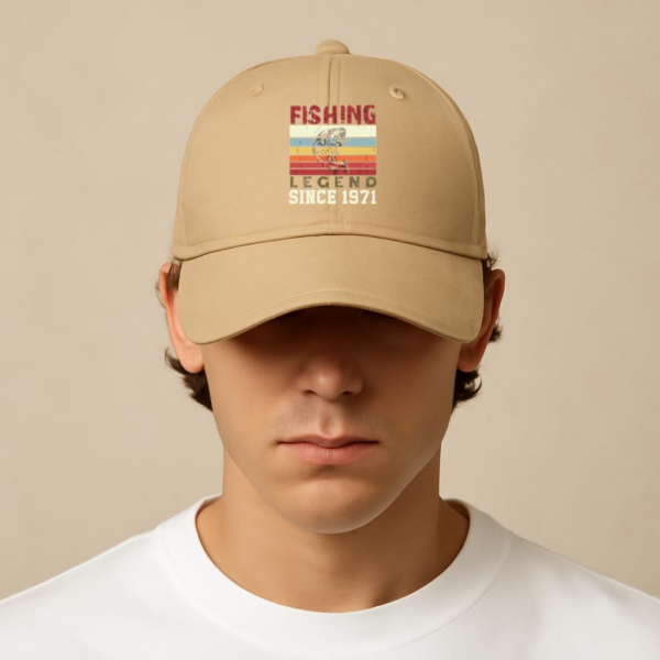 fishing legend since vintage X Cotton Baseball Hat - Image 3