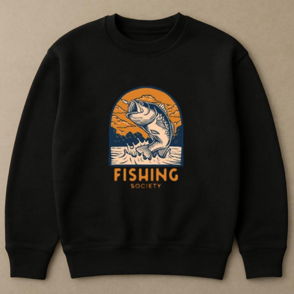 fishing logo design retro style Sweatshirt - Image 4