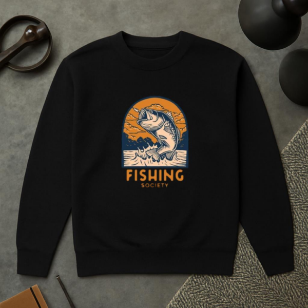 fishing logo design retro style Sweatshirt - Image 2
