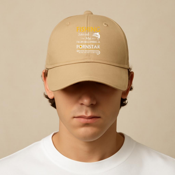 Fishing Now I_m Just A Hooker Cotton Baseball Hat - Image 3