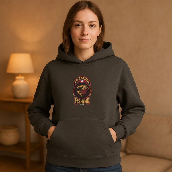 id rather be fishing typographic Hoodie - Image 2