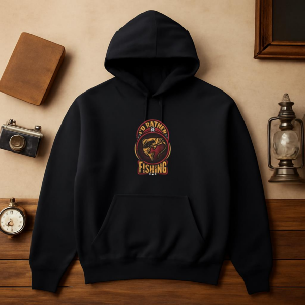 id rather be fishing typographic Hoodie - Image 3
