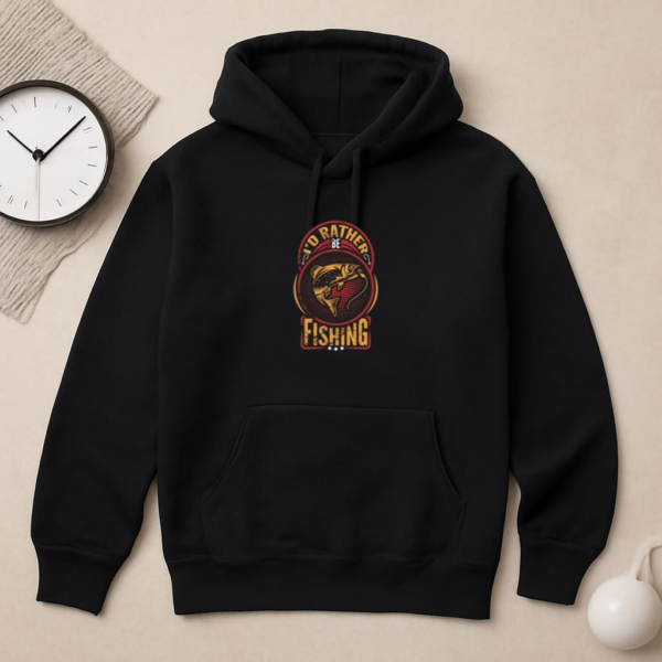 id rather be fishing typographic Hoodie - Image 2
