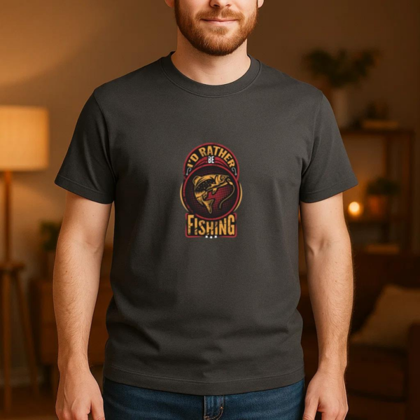 id rather be fishing typographic T-Shirt - Image 3