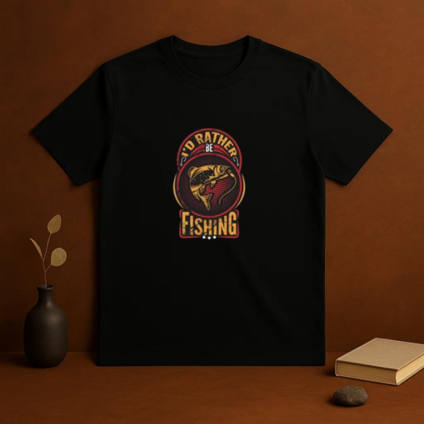 id rather be fishing typographic T-Shirt - Image 3