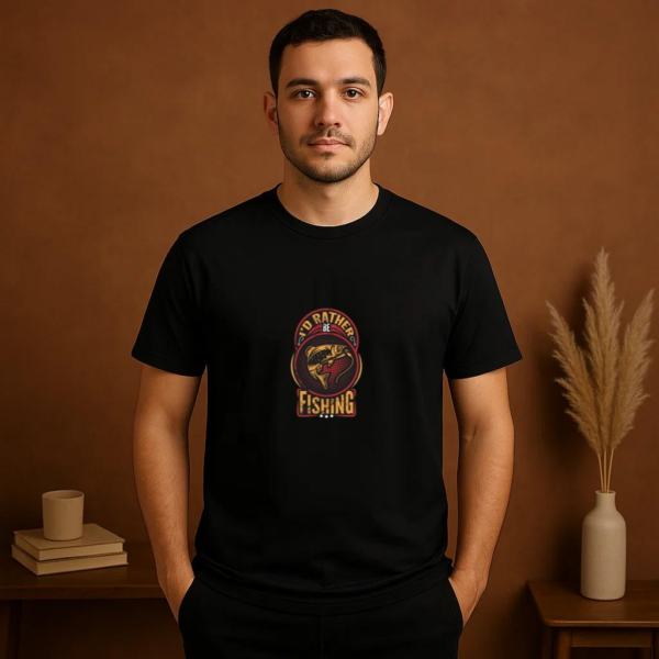 id rather be fishing typographic T-Shirt - Image 2