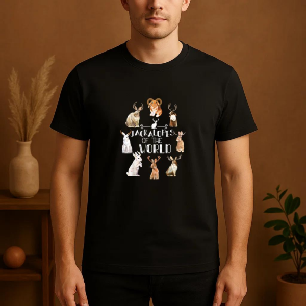 Jackalopes Of The World Camping Rabbit Bunny T-Shirt - Image 4