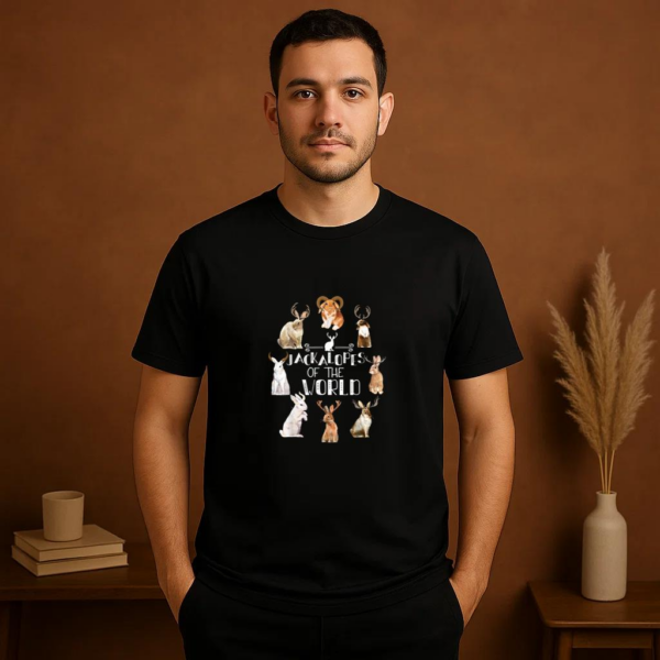 Jackalopes Of The World Camping Rabbit Bunny T-Shirt - Image 2