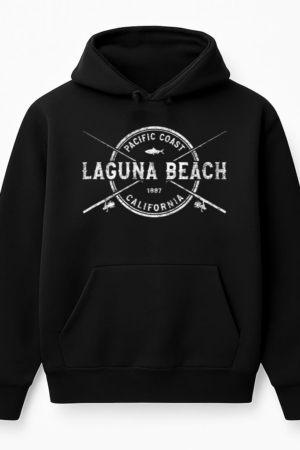 Laguna Beach CA Vintage Crossed Fishing Rods Hoodie