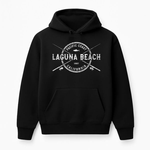 Laguna Beach CA Vintage Crossed Fishing Rods Hoodie