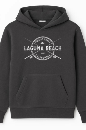 Laguna Beach CA Vintage Crossed Fishing Rods Hoodie