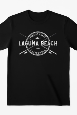 Laguna Beach CA Vintage Crossed Fishing Rods T-Shirt