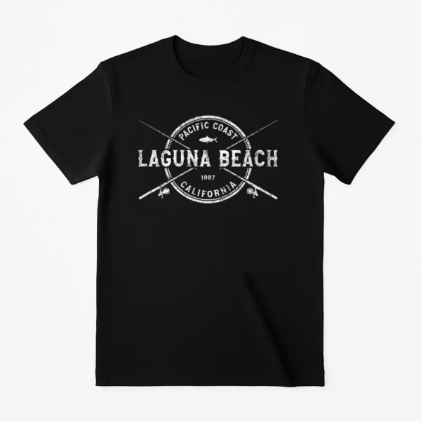 Laguna Beach CA Vintage Crossed Fishing Rods T-Shirt