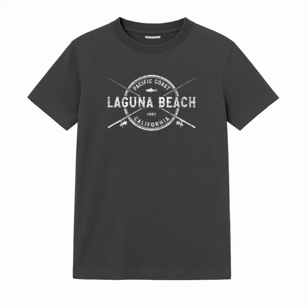 Laguna Beach CA Vintage Crossed Fishing Rods T-Shirt