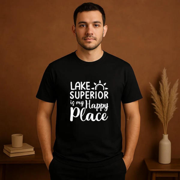 Lake Superior Is My Happy Place Camping T-Shirt - Image 2
