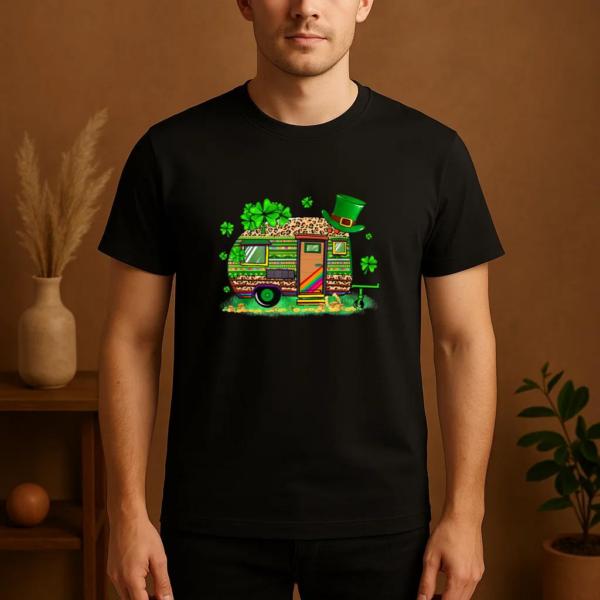 Leopard Shamrock Camping RV T-Shirt - Image 4