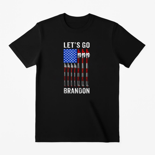 Let_s Go Brandon American USA Flag Fishing Pole T-Shirt