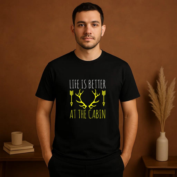 Life Is Better At The Cabin Camping T-Shirt - Image 2