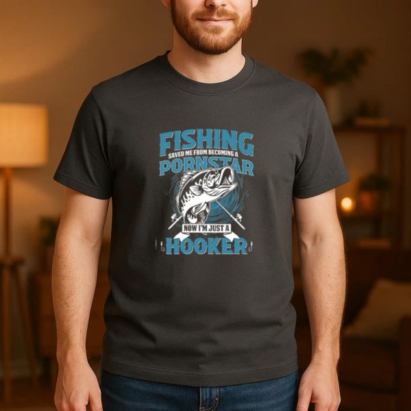 Man Peaceful Modern Fishing T-Shirt - Image 3
