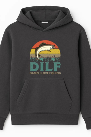 Man Relaxed Cartoon Fishing Hoodie