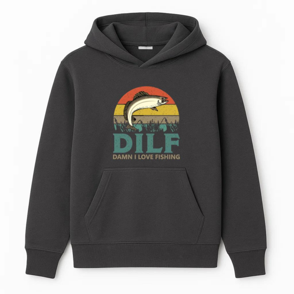 Man Relaxed Cartoon Fishing Hoodie