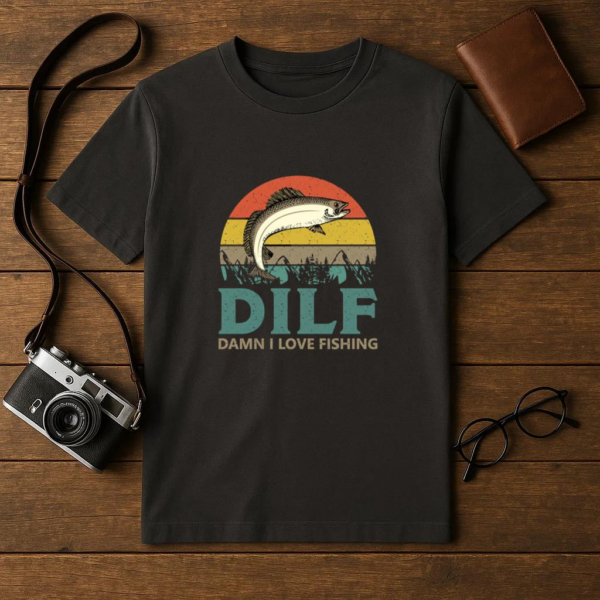 Man Relaxed Cartoon Fishing T-Shirt - Image 4