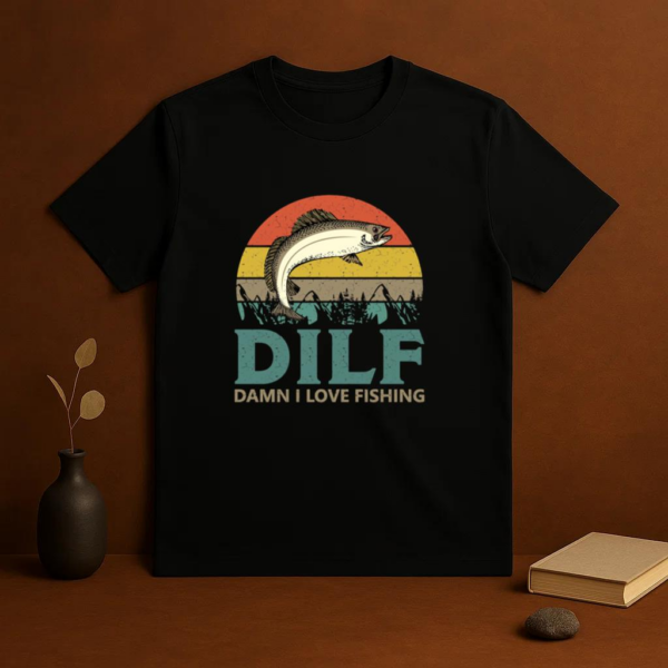 Man Relaxed Cartoon Fishing T-Shirt - Image 3