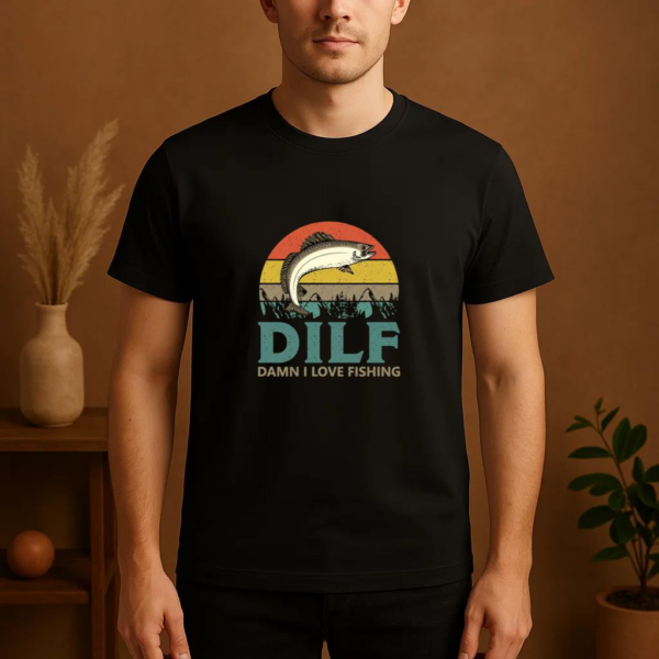 Man Relaxed Cartoon Fishing T-Shirt - Image 4