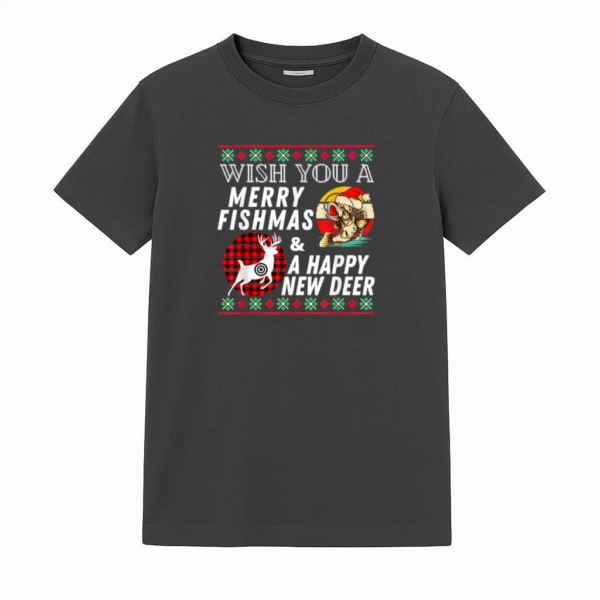 Merry Fishmas And Happy New Deer T-Shirt