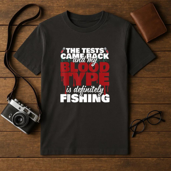 My Blood Type Is Definitely Fishing T-Shirt - Image 4