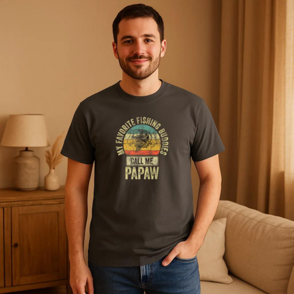 My Favorite Fishing Buddies Call Me Papaw T-Shirt - Image 2