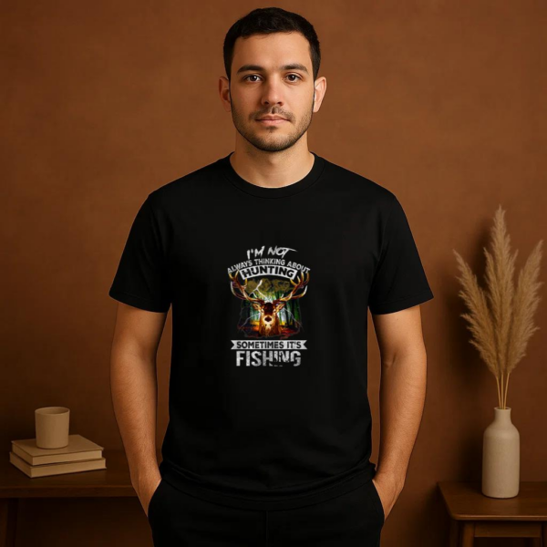 Not Always Thinking About Hunting Sometimes Is Fishing T-Shirt - Image 2