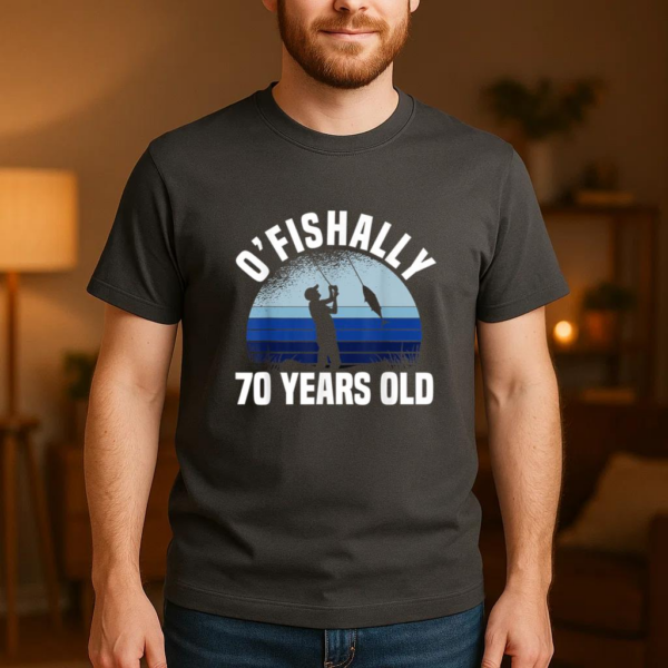 Ofishally 70 Years Old Fishing T-Shirt - Image 3
