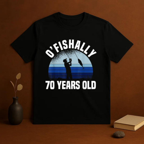 Ofishally 70 Years Old Fishing T-Shirt - Image 3
