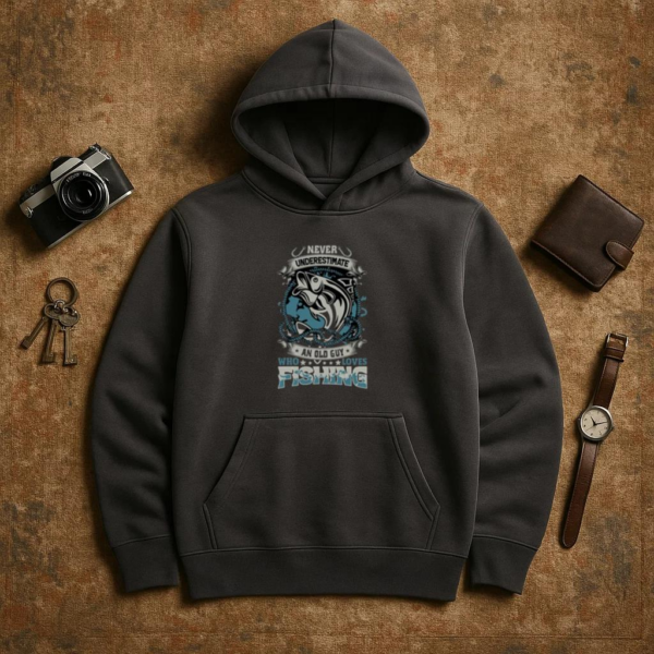 old guy loves fishing vector Hoodie - Image 3