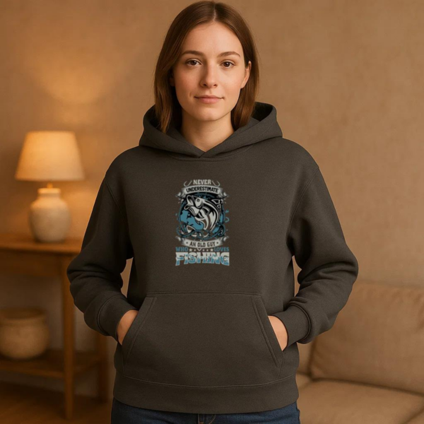old guy loves fishing vector Hoodie - Image 2