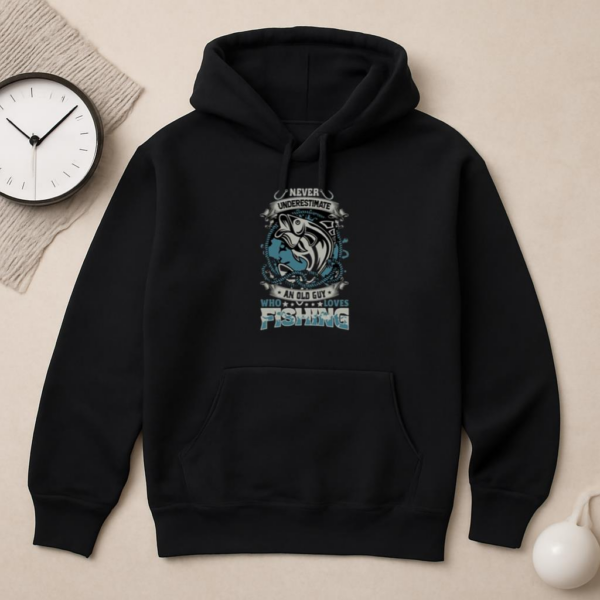 old guy loves fishing vector Hoodie - Image 2