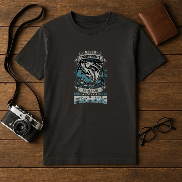 old guy loves fishing vector T-Shirt - Image 4