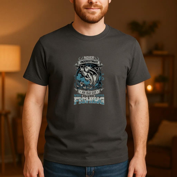 old guy loves fishing vector T-Shirt - Image 3